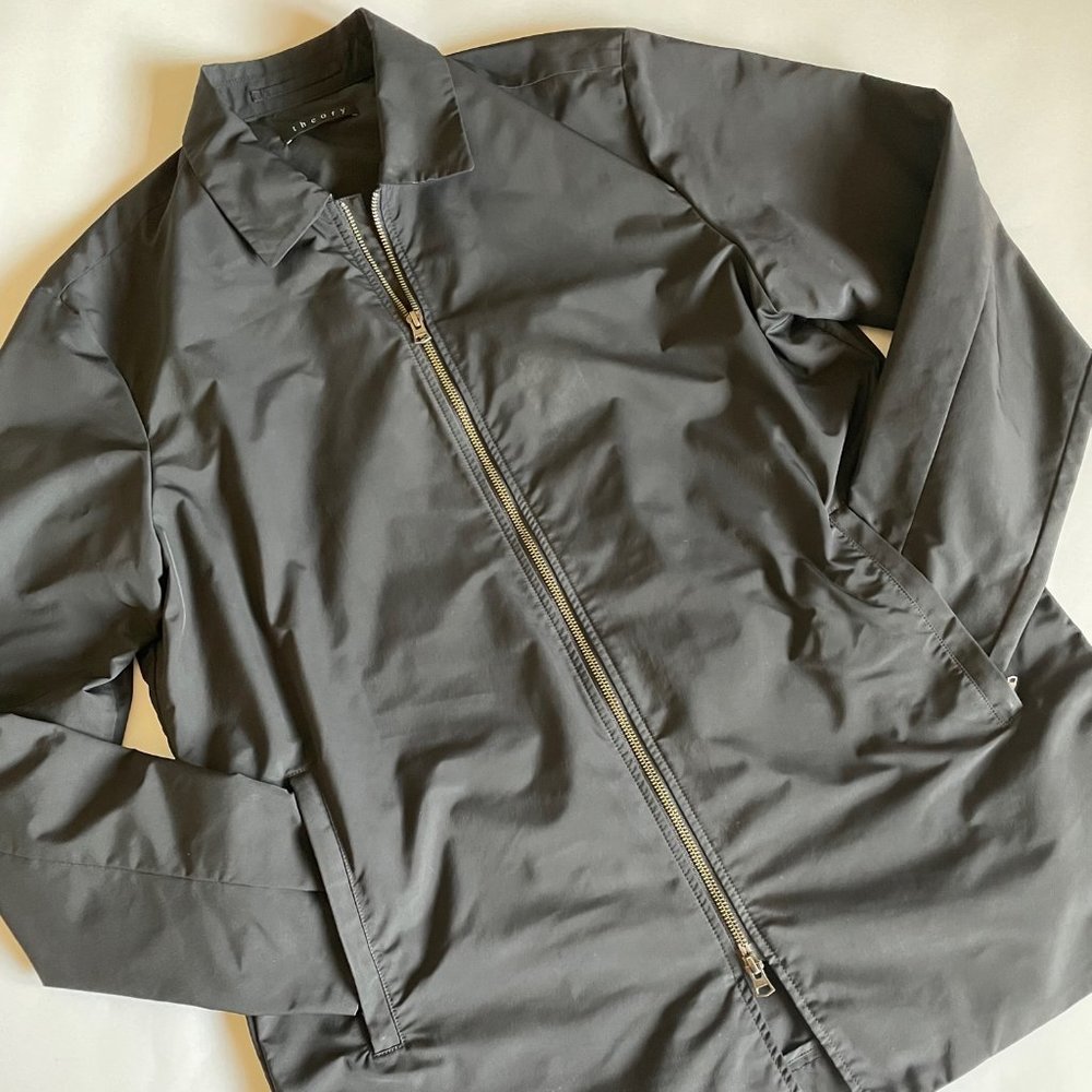 Theory black zip front jacket size large